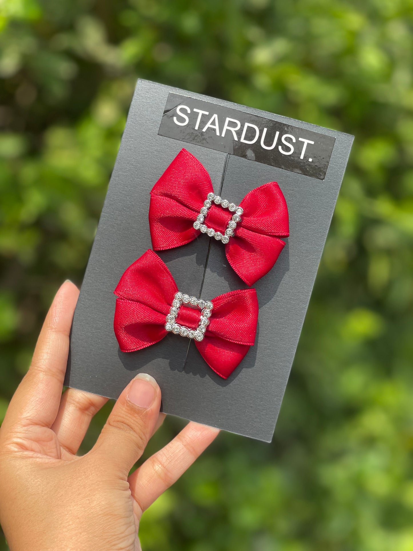 Silk Bow Pairs with Rhinestone Detailing