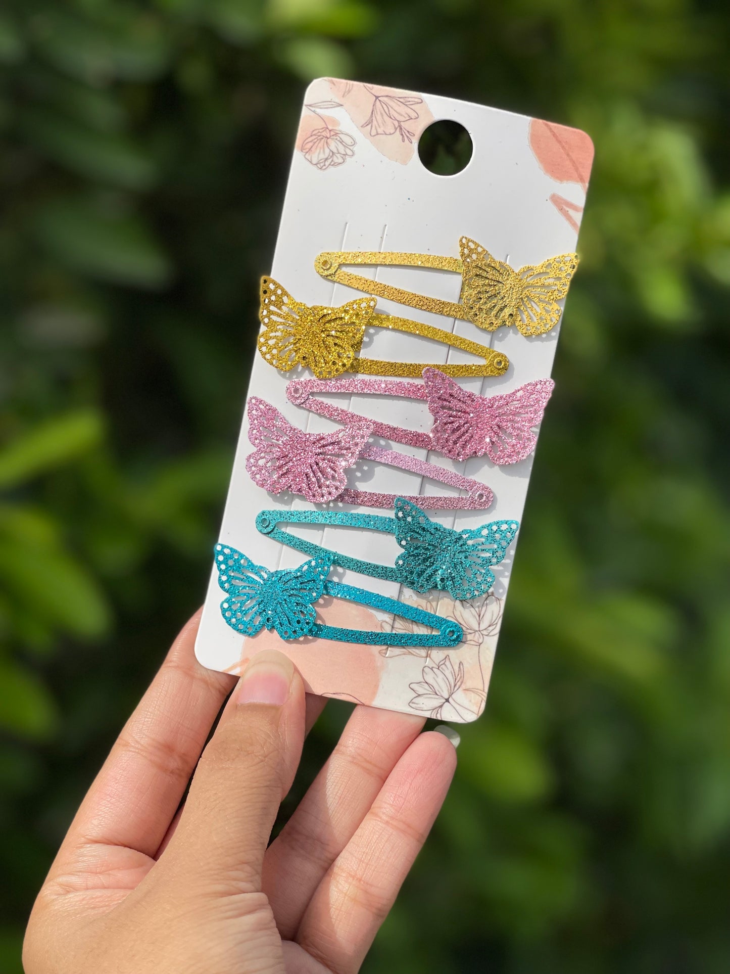 Glittered Butterfly snapclips pack