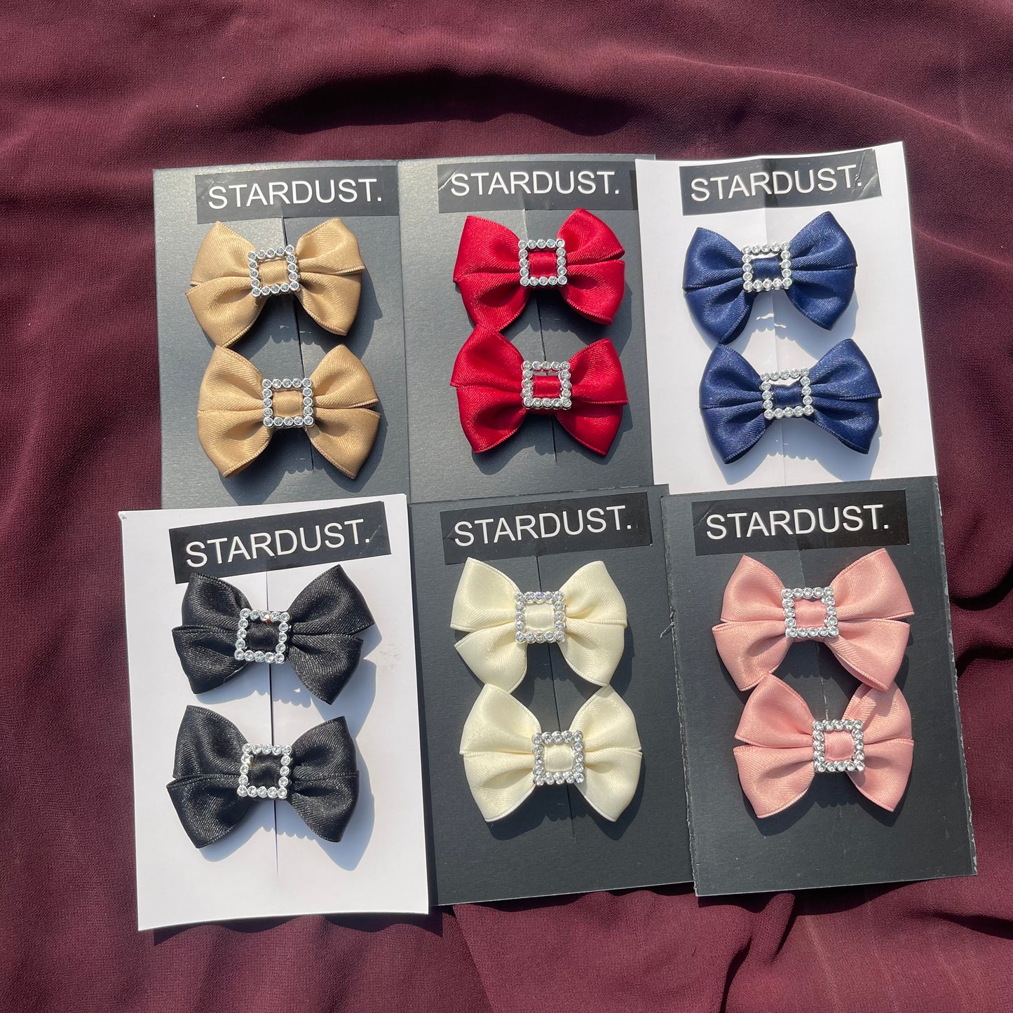 Silk Bow Pairs with Rhinestone Detailing