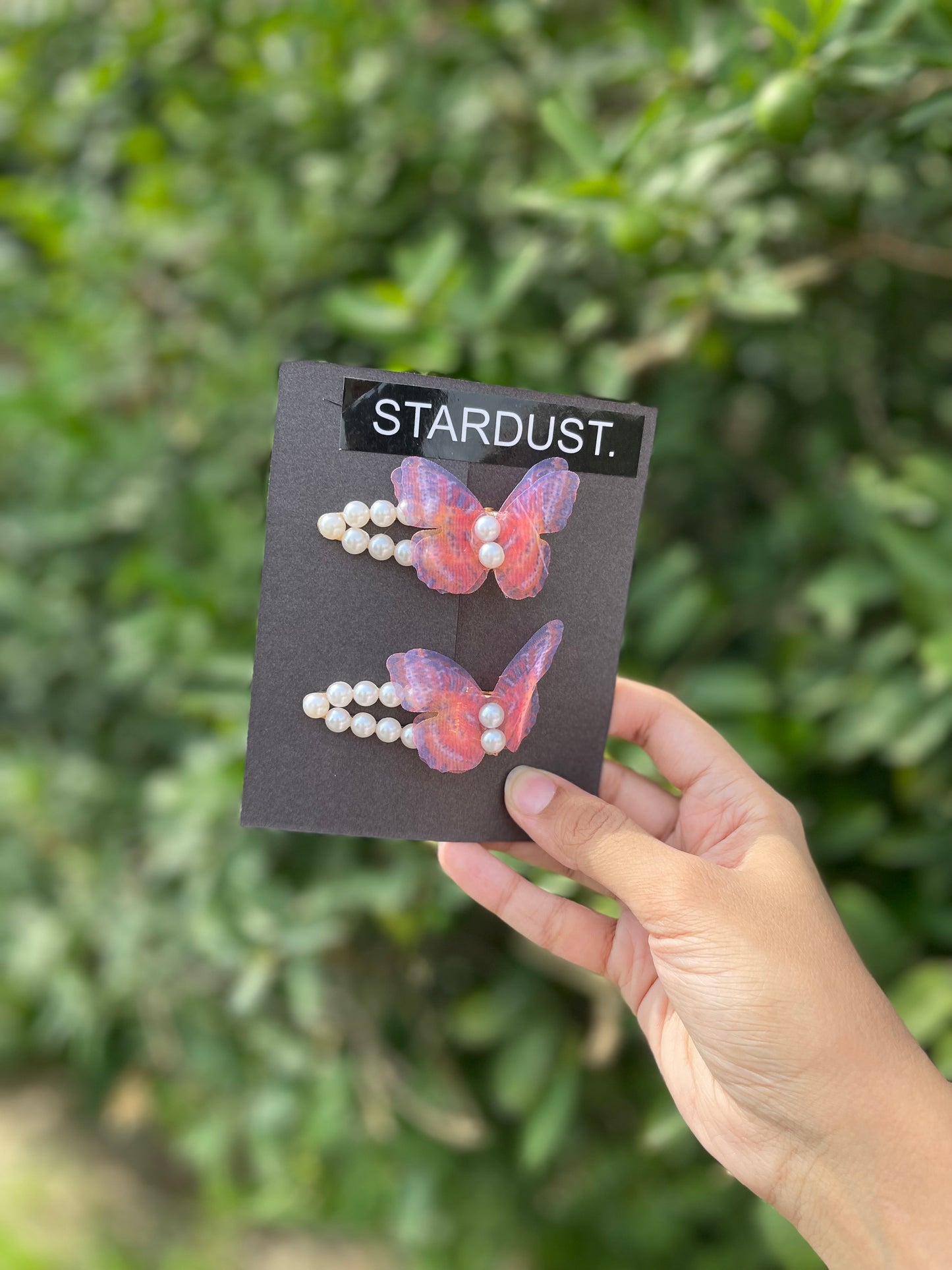 Pearl clips with organza butterfly