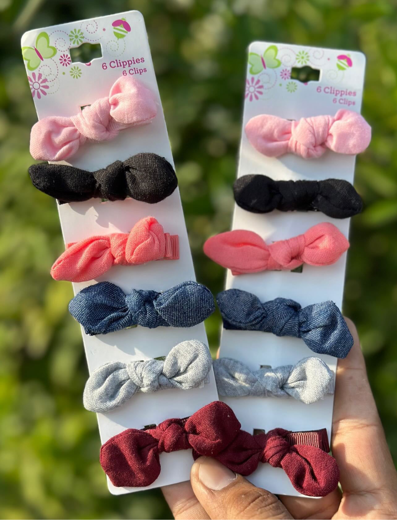 Pack of 6 Mini Fabric Bow Clips