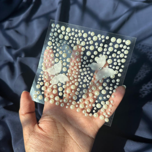 Stickon Pearl with 2 Stickon Organza Butterflies