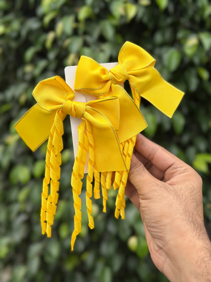 Long Spiral Hanging Bow Clipon Pairs with Gold Edging🔥