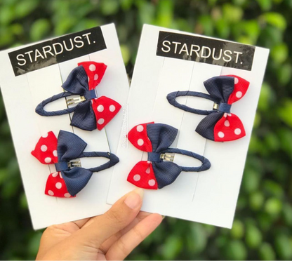 Blue & Red Polka dot snapclip pairs