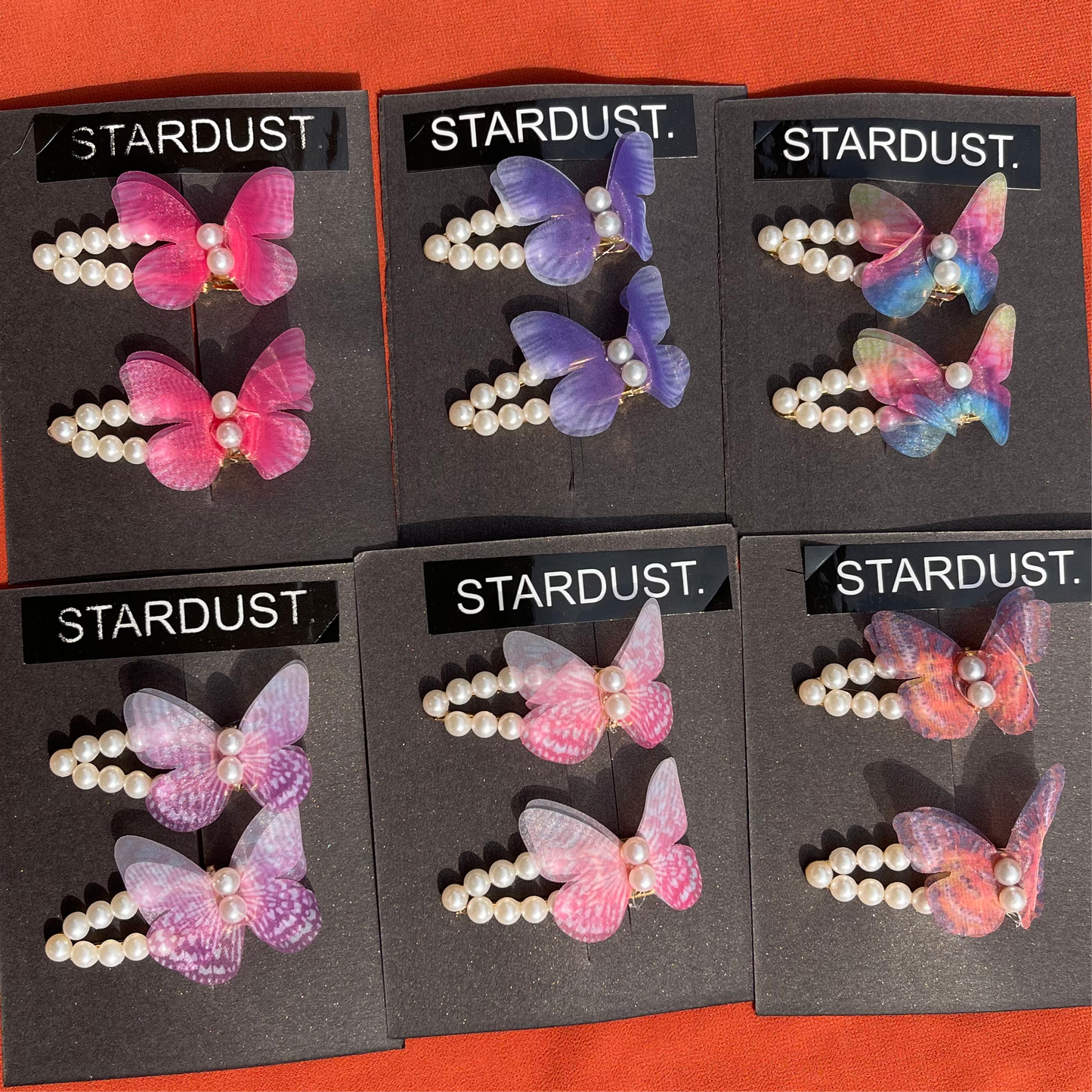 Pearl clips with organza butterfly