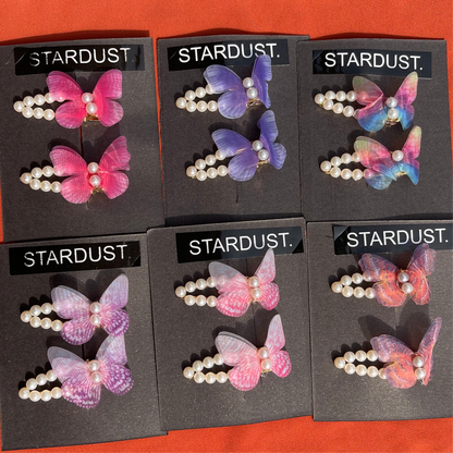 Pearl clips with organza butterfly