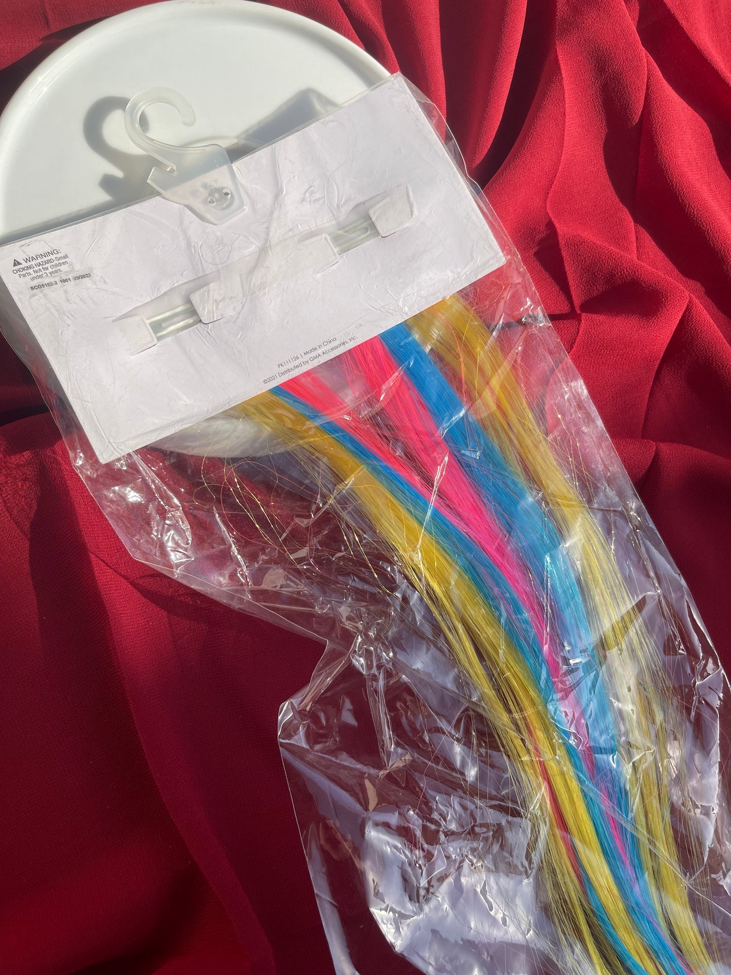 Rainbow hair extensions pair