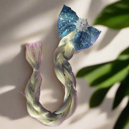 Frozen Sequined Bow Long Hair Extensions🔥