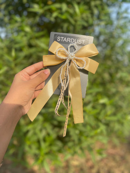 Silk Ribbon hanging bow with pearl detailing