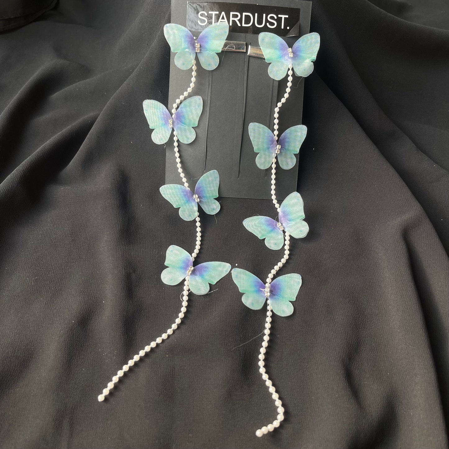 Organza butterfly hanging clipons for braids