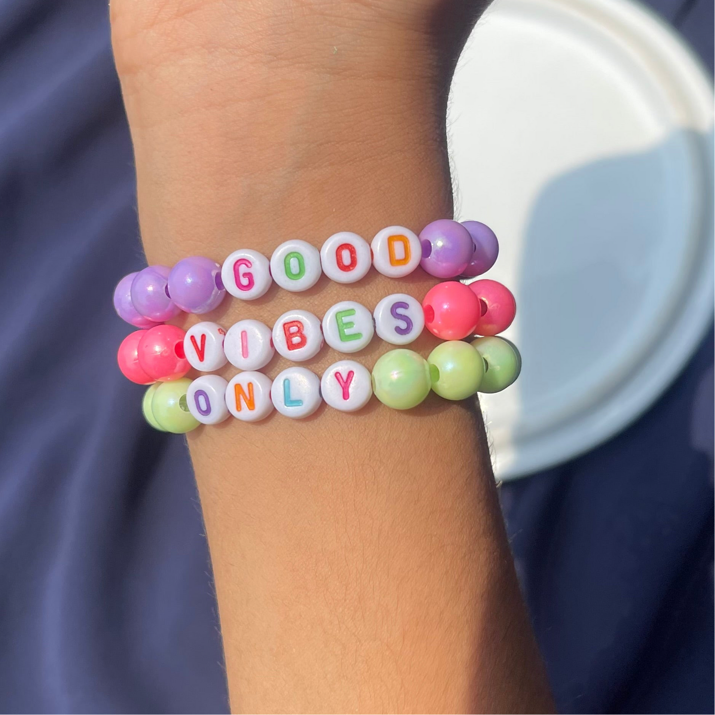 Stacker bracelets “GOOD VIBES ONLY” |3Pc set