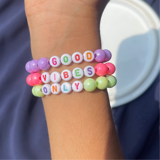 Stacker bracelets “GOOD VIBES ONLY” |3Pc set