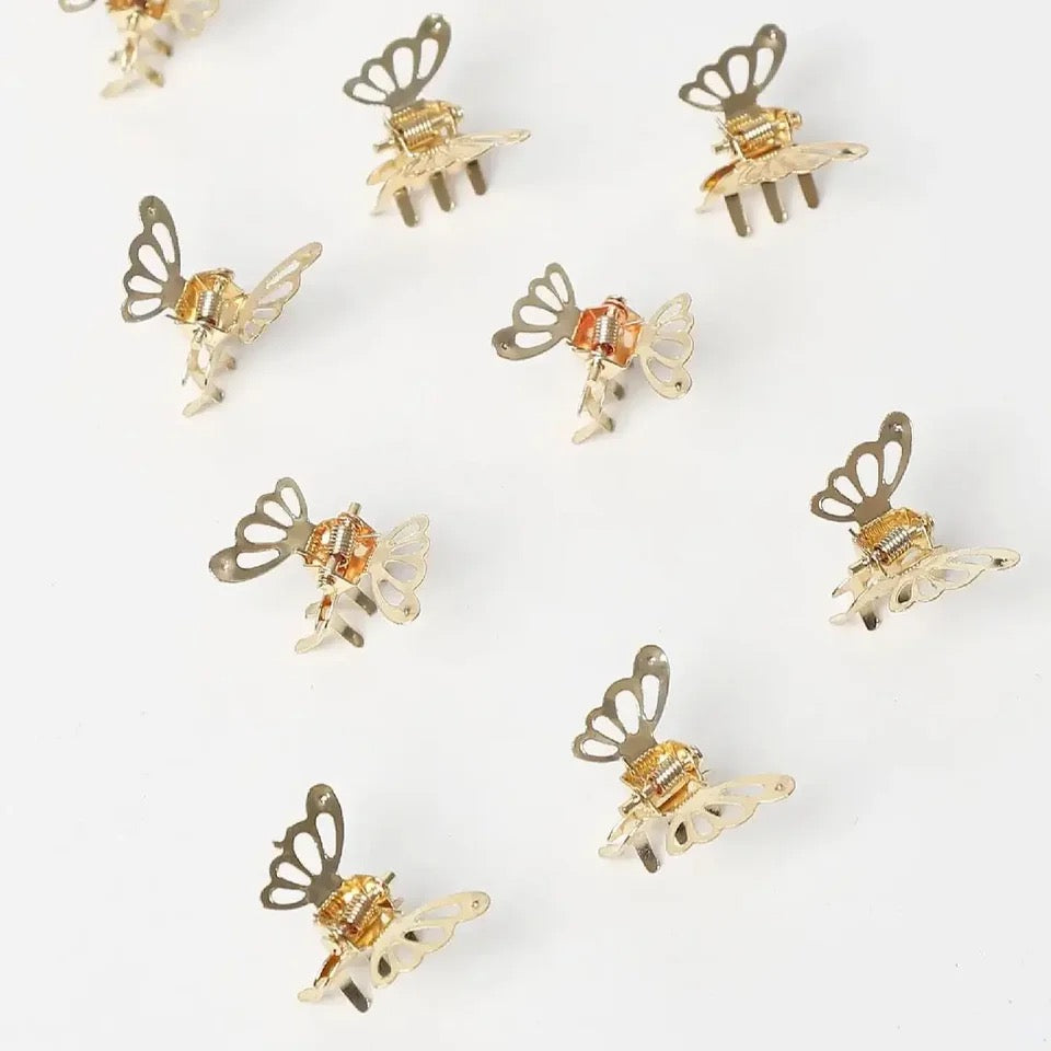 Gold Metallic Delicate Butterfly Mini Styling Claws