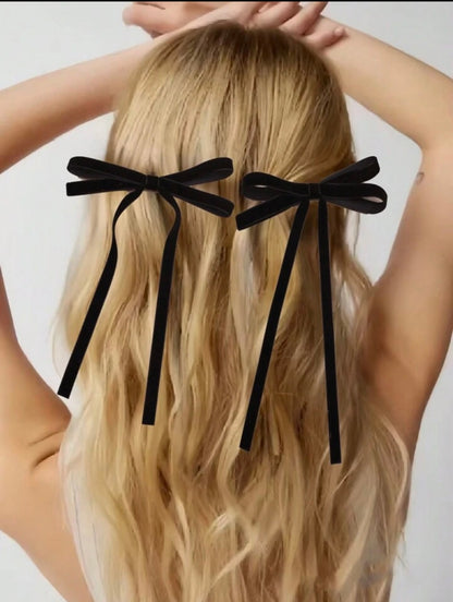 Black Hanging Ribbon Bows Pair🔥