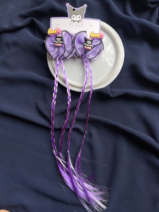 Kuromi bows with braided hair extensions