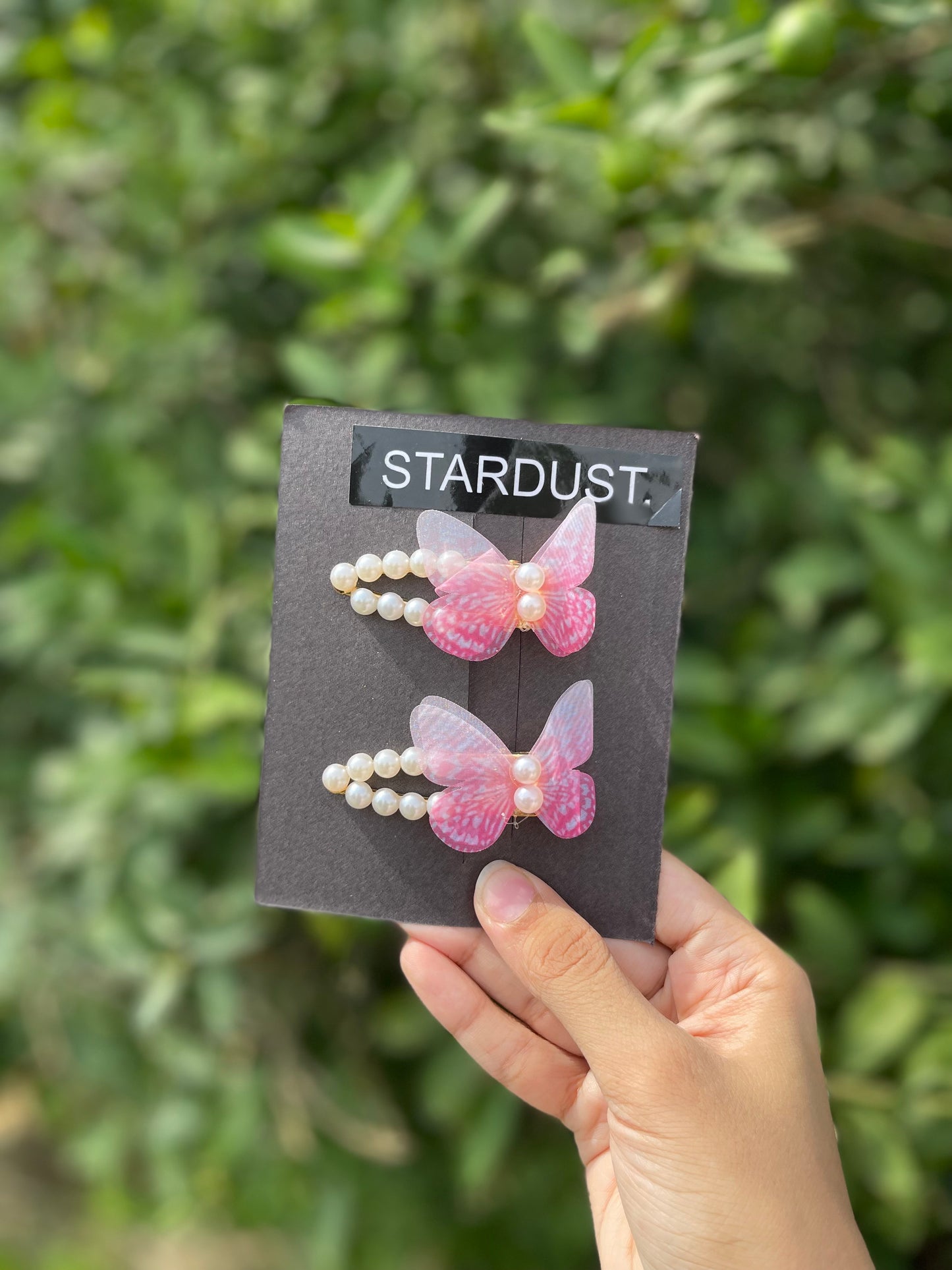 Pearl clips with organza butterfly