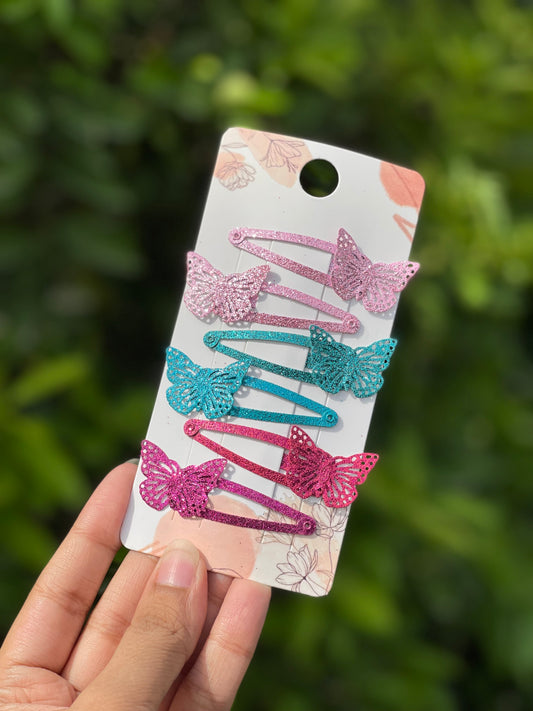 Glittered Butterfly snapclips pack