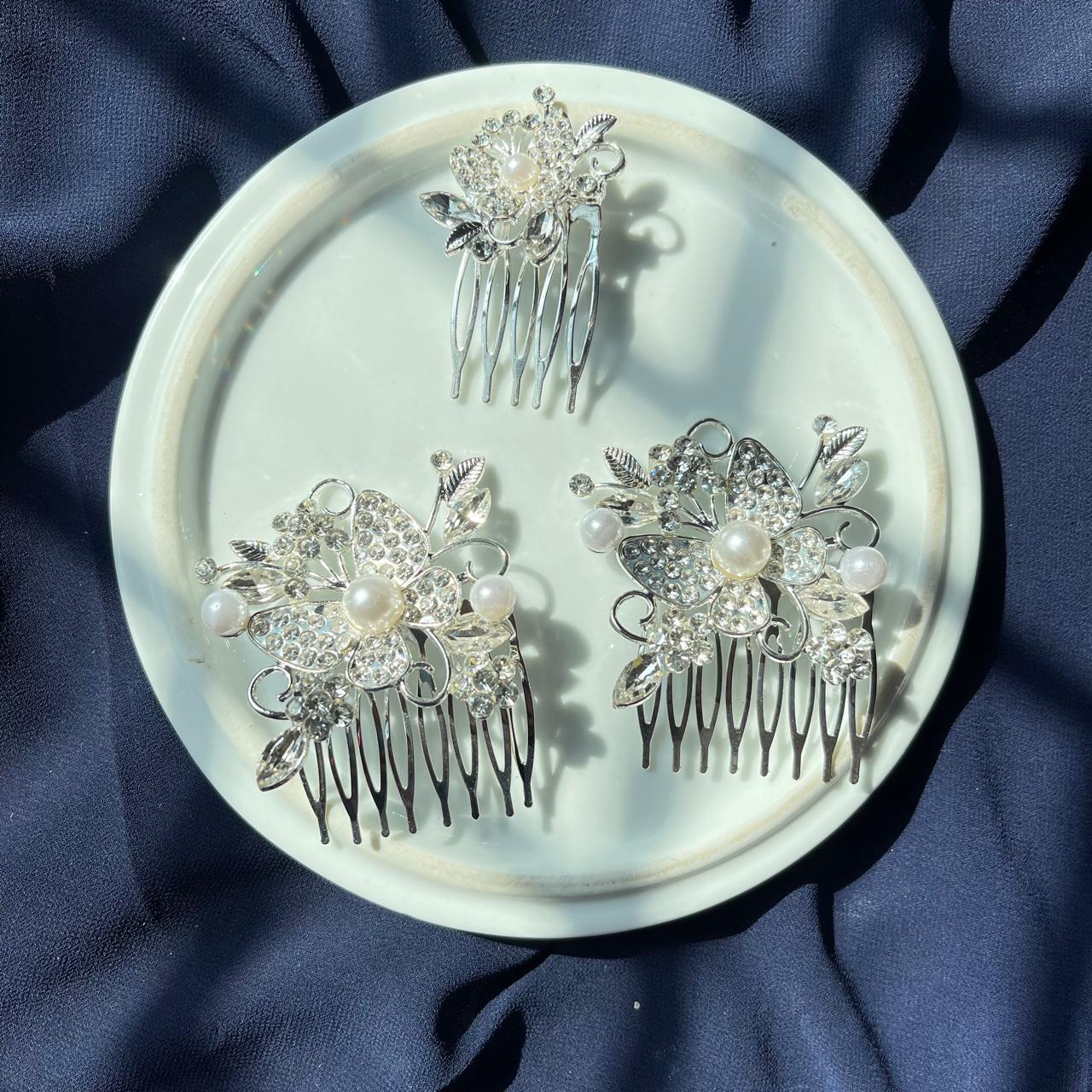 Silver Metallic Formal Butterfly Combs🔥
