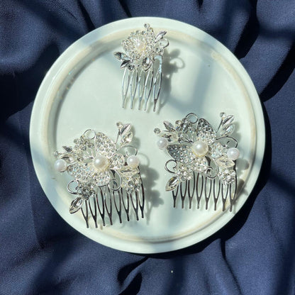 Silver Metallic Formal Butterfly Combs🔥