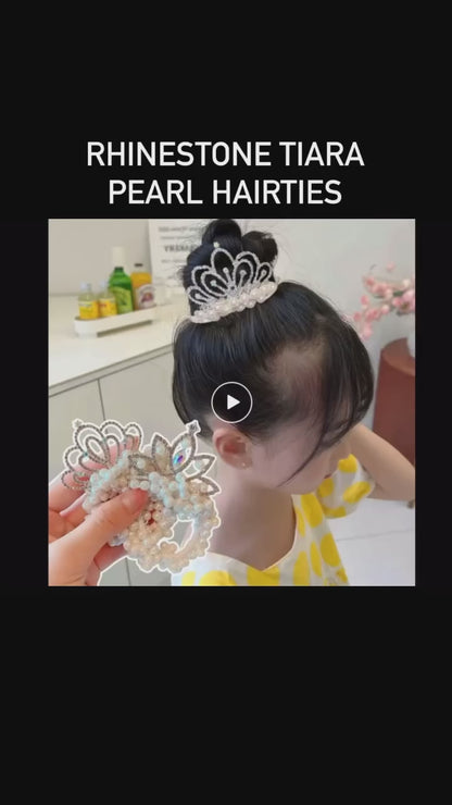Rhinestone Tiara Pearl Hairties